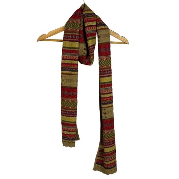MFH Knits Women Baby Alpaca Silk Scarf 10" X 39" Knit Stripes Bohemian Y2K Retro - Picture 2 of 9